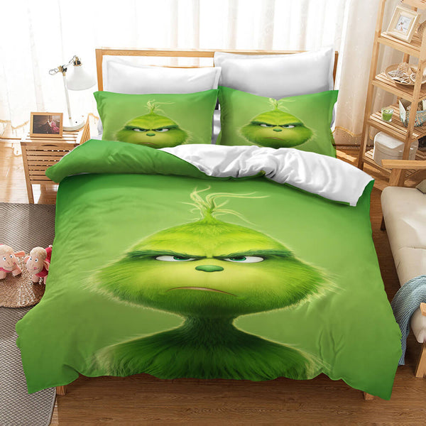 The Grinch Cosplay Bedding Set Duvet Cover Halloween Bed Sheets