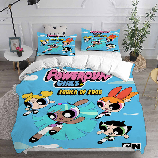 The Powerpuff Girls Bedding Sets Bed Quilt Cover Pillow Case Halloween Cosplay Comforter Sets