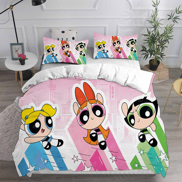 The Powerpuff Girls Bedding Sets Bed Quilt Cover Pillow Case Halloween Cosplay Comforter Sets
