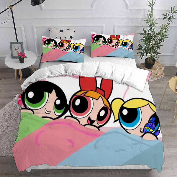 The Powerpuff Girls Bedding Sets Bed Quilt Cover Pillow Case Halloween Cosplay Comforter Sets