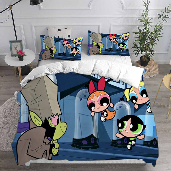The Powerpuff Girls Bedding Sets Bed Quilt Cover Pillow Case Halloween Cosplay Comforter Sets