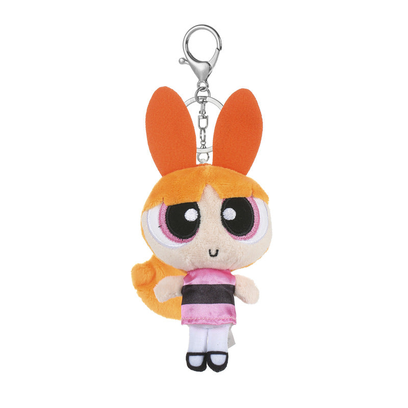The Powerpuff Girls Pendant Blossom Buttercup Bubbles Plush Toy Stuffed Doll Backpack Bag Keychain Accessories