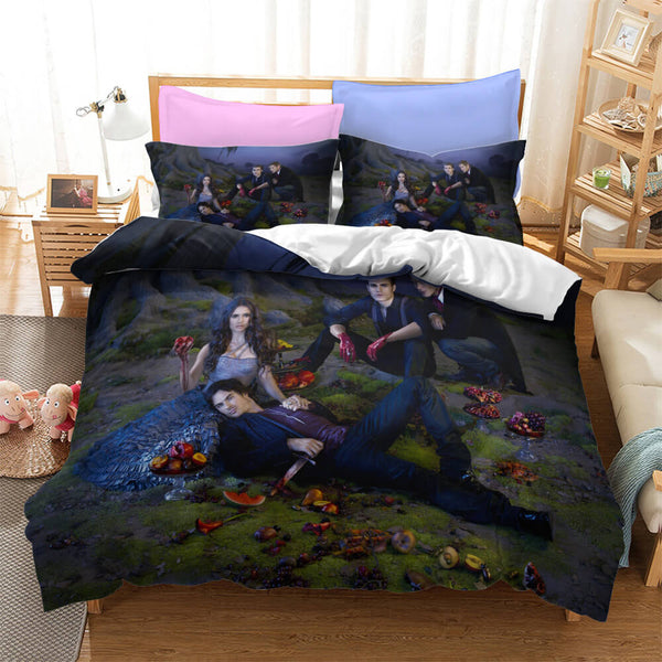 The Vampire Diaries Cosplay Bedding Duvet Cover Halloween Sheets Bed Set