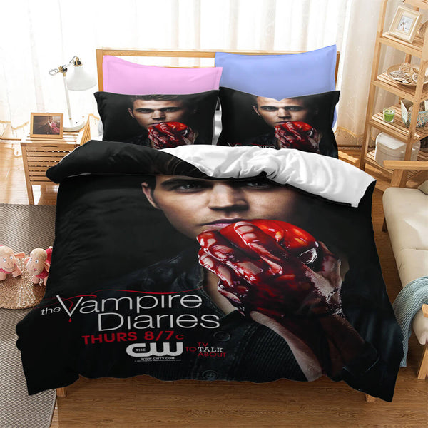 The Vampire Diaries Cosplay Bedding Duvet Cover Halloween Sheets Bed Set