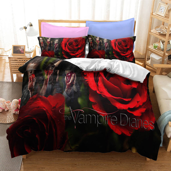 The Vampire Diaries Cosplay Bedding Duvet Cover Halloween Sheets Bed Set