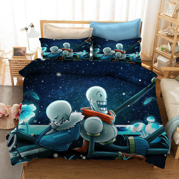 Undertale Sans Cosplay Bedding Set Duvet Cover Halloween Bed Sheets