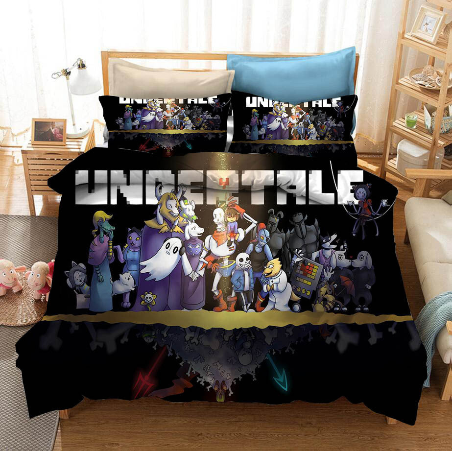 Undertale Sans Cosplay Bedding Set Duvet Cover Halloween Bed Sheets