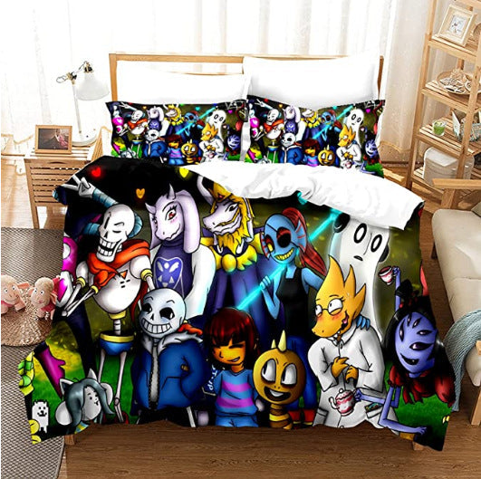 Undertale Sans Cosplay Bedding Set Duvet Cover Halloween Bed Sheets
