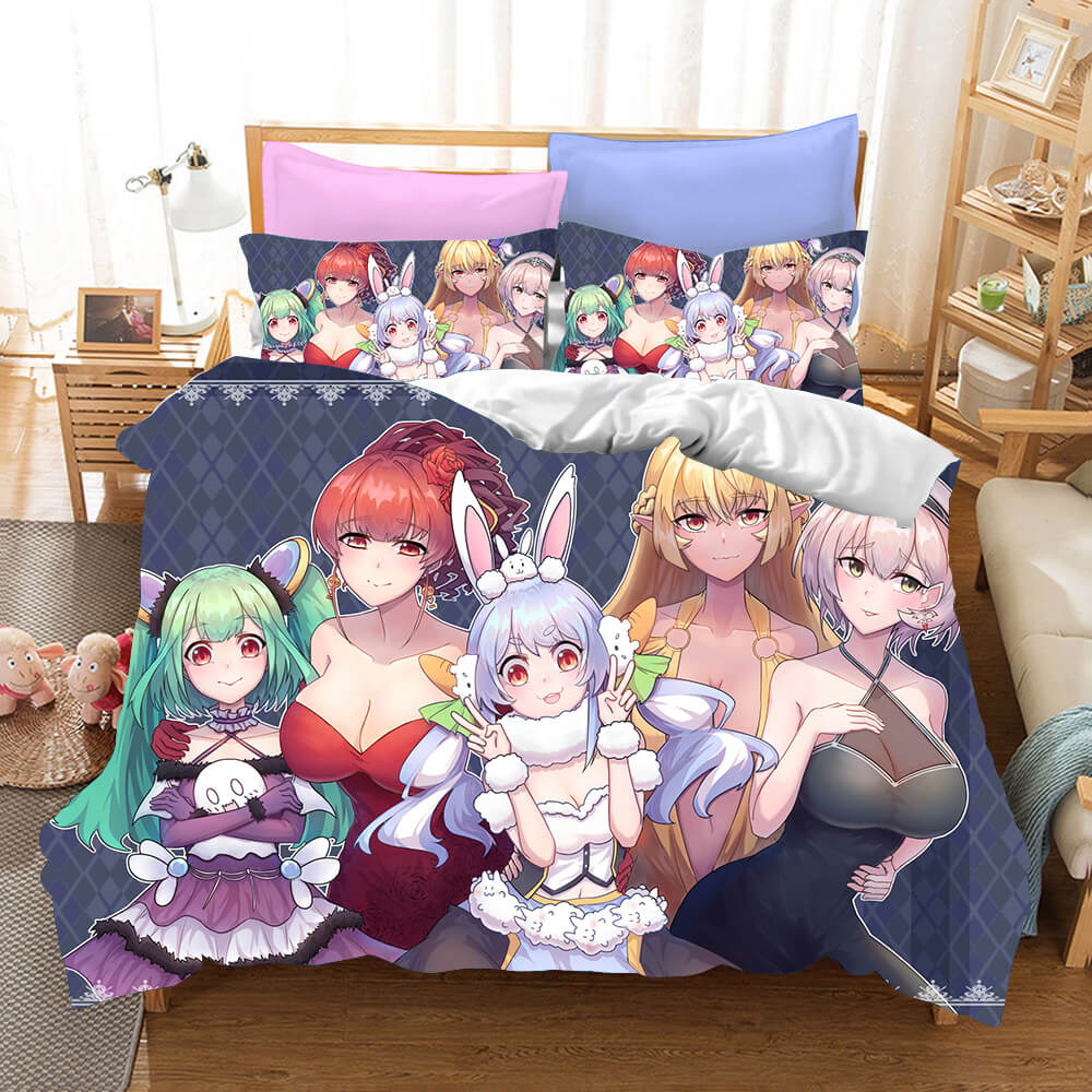 Hololive Usada Pekora Cosplay Bedding Set Duvet Cover Halloween Bed Sheets