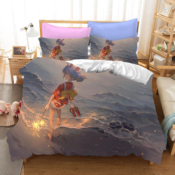 Usada Pekora Cosplay Bedding Set Duvet Cover Halloween Bed Sheets