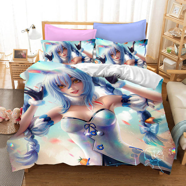 Hololive Usada Pekora Cosplay Bedding Set Duvet Cover Halloween Bed Sheets