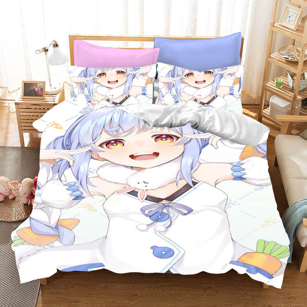 Hololive Usada Pekora Cosplay Bedding Set Duvet Cover Halloween Bed Sheets
