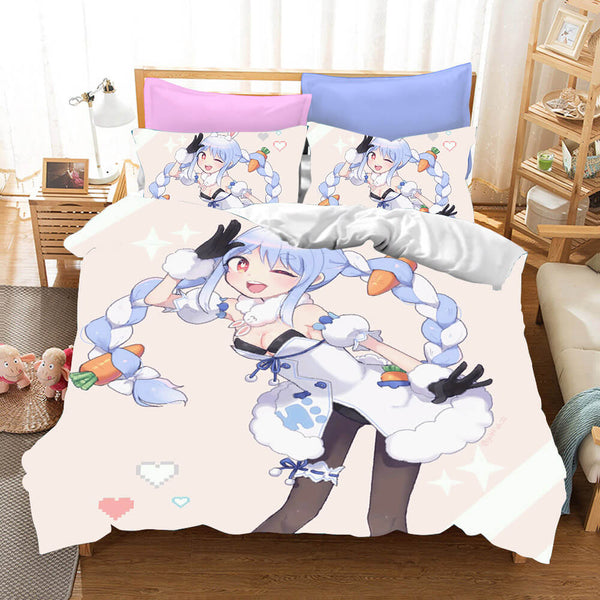 Usada Pekora Cosplay Bedding Set Duvet Cover Halloween Bed Sheets