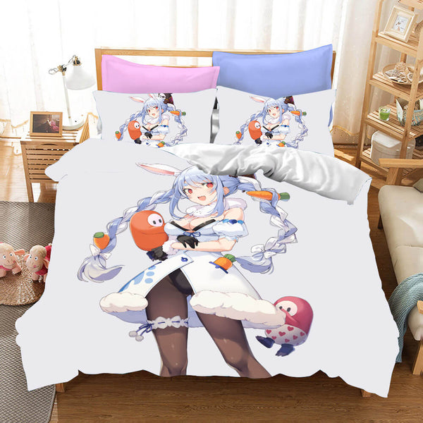 Usada Pekora Cosplay Bedding Set Duvet Cover Halloween Bed Sheets