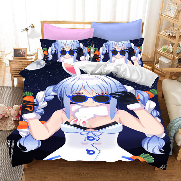 Usada Pekora Cosplay Bedding Set Duvet Cover Halloween Bed Sheets