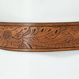 Vintage Western Leather Belt Country Cowgirl Belt Embossed With Long Horn Bull Buckles
