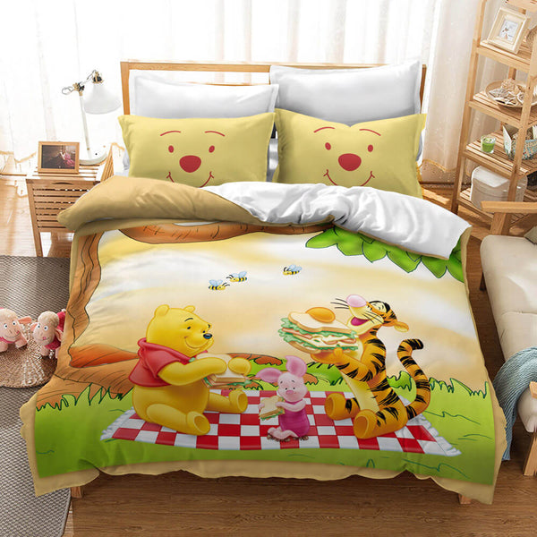 Winnie The Pooh Cosplay Bedding Set Duvet Cover Halloween Bed Sheets