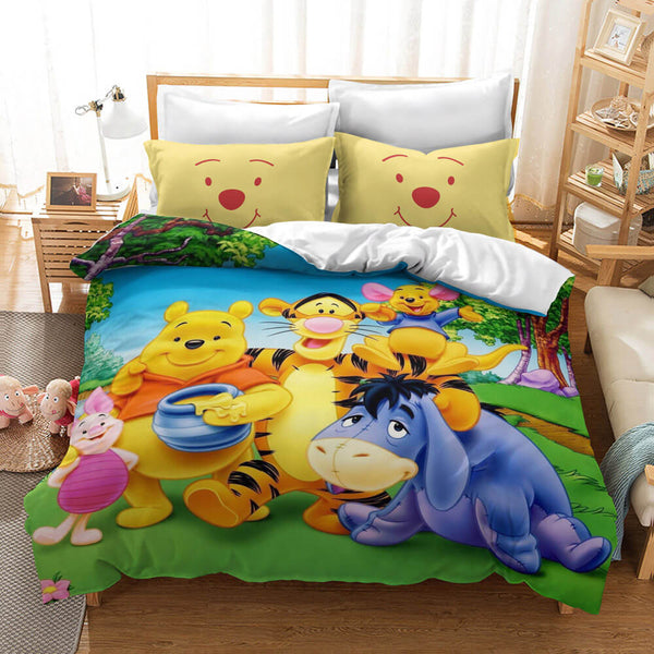 Winnie The Pooh Cosplay Bedding Set Duvet Cover Halloween Bed Sheets