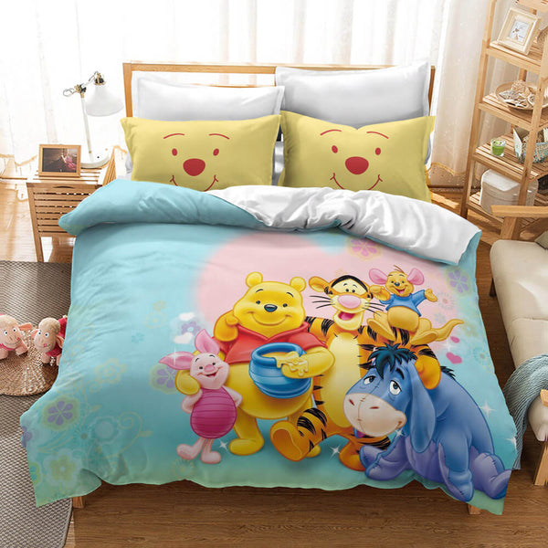 Winnie The Pooh Cosplay Bedding Set Duvet Cover Halloween Bed Sheets