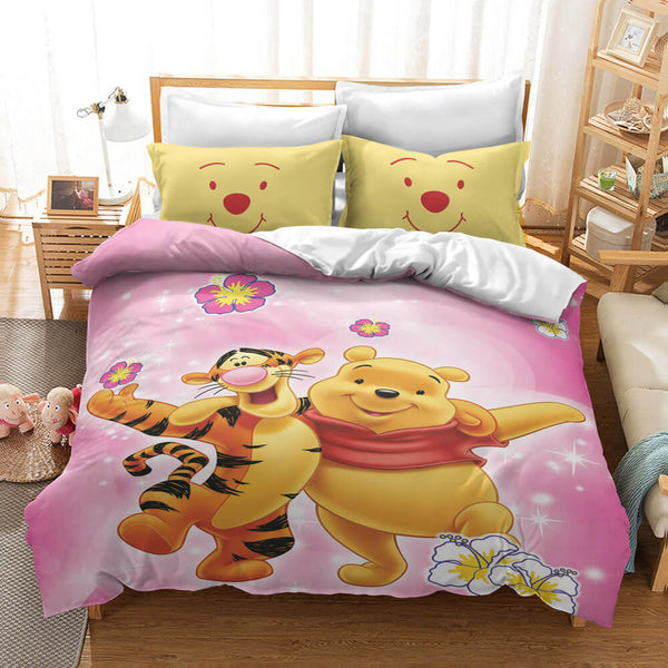 Winnie The Pooh Cosplay Bedding Set Duvet Cover Halloween Bed Sheets