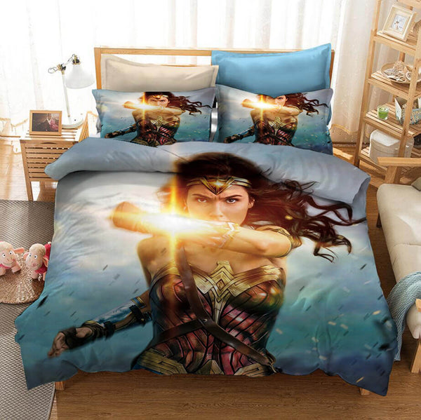 Wonder Woman Cosplay Bedding Set Duvet Cover Halloween Sheets Bed Set