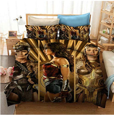 Wonder Woman Cosplay Bedding Set Duvet Cover Halloween Sheets Bed Set