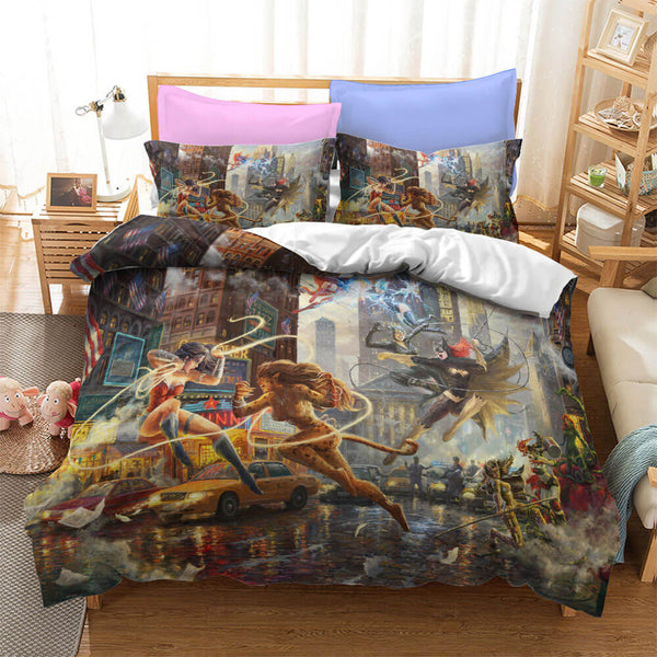 Wonder Woman Cosplay Bedding Set Duvet Cover Halloween Sheets Bed Set