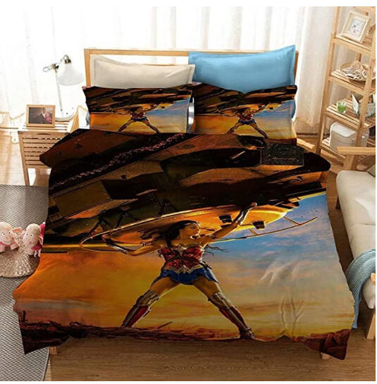 Wonder Woman Cosplay Bedding Set Duvet Cover Halloween Sheets Bed Set