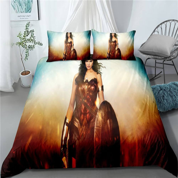 Wonder Woman Cosplay Bedding Set Duvet Cover Halloween Sheets Bed Set