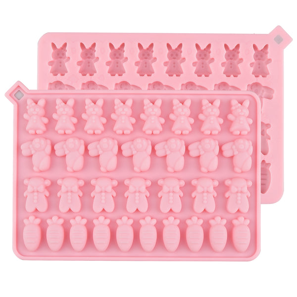 2 Pcs Easter Bunny Silicone Mold for Scented Wax Melts, Chocolate Truffles, Candy, Jelly, Ice Cube Tray