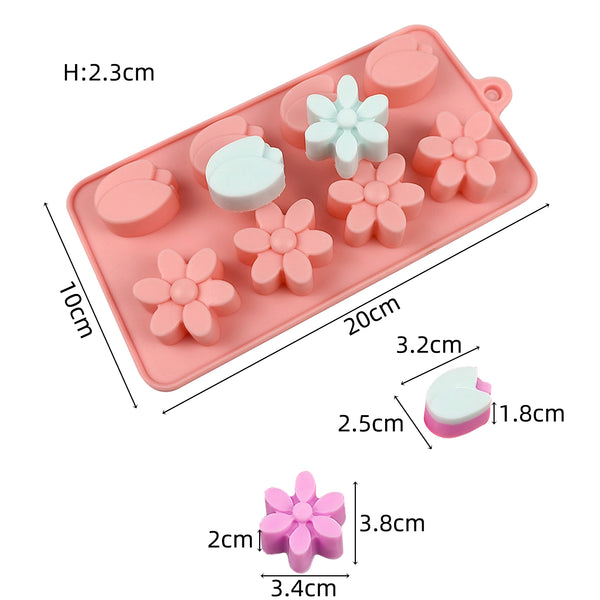 2 Pcs Flower Shape Silicone Mold for Scented Wax Melts, Chocolate Truffles, Candy, Jelly, Ice Cube Tray