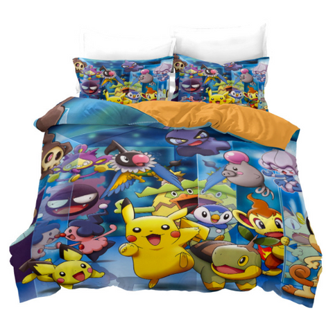 Pikachu Cosplay Bedding Set Duvet Cover Halloween Bed Sheets