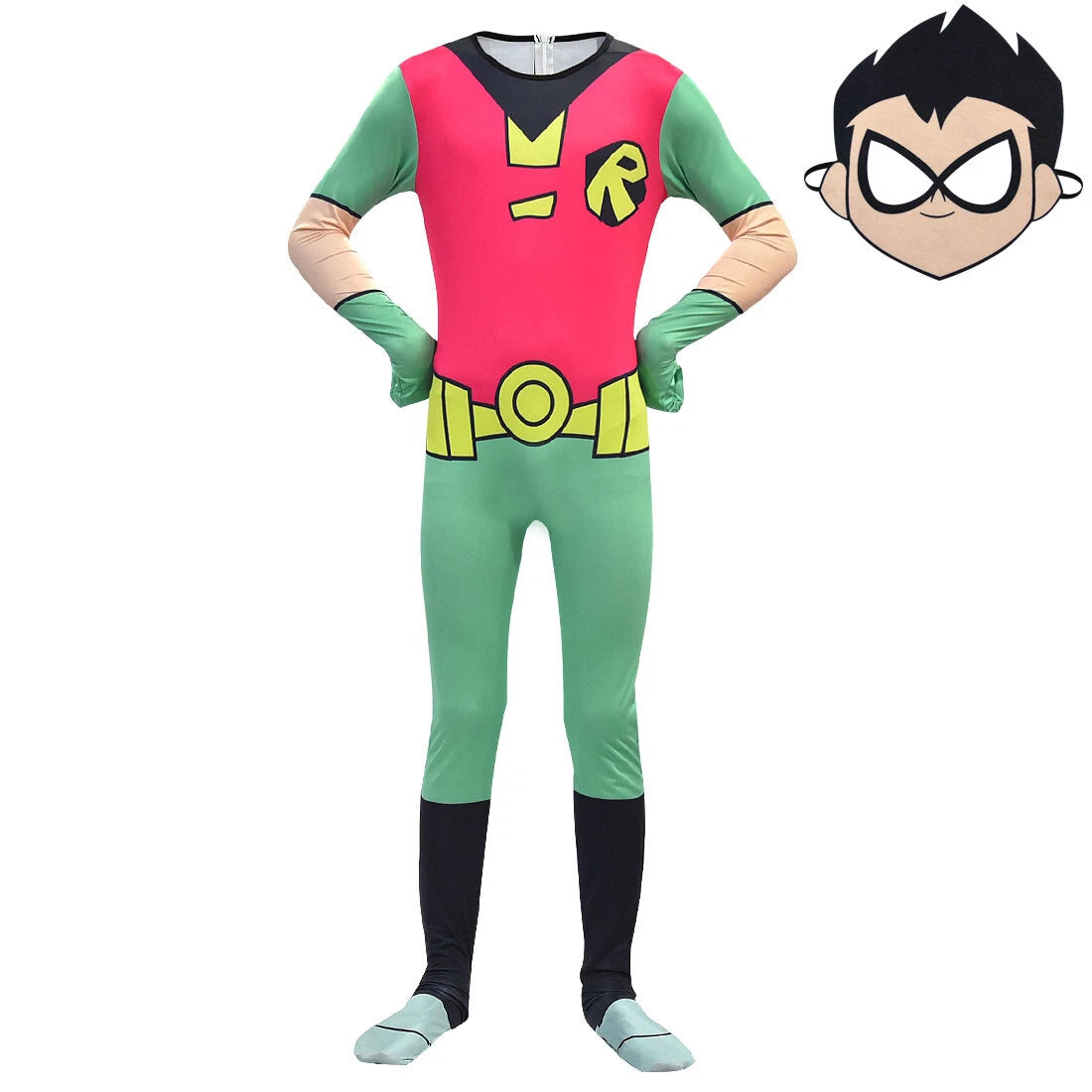 Cosplay Teen Titans Robin Kids Mask Jumpsuits Cape Halloween Boys Carnival Suits