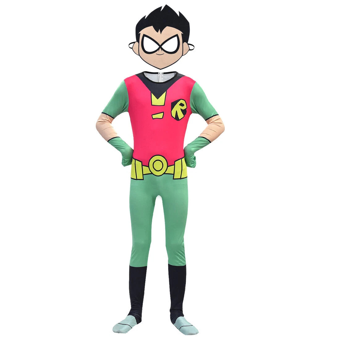 Cosplay Teen Titans Robin Kids Mask Jumpsuits Cape Halloween Boys Carnival Suits