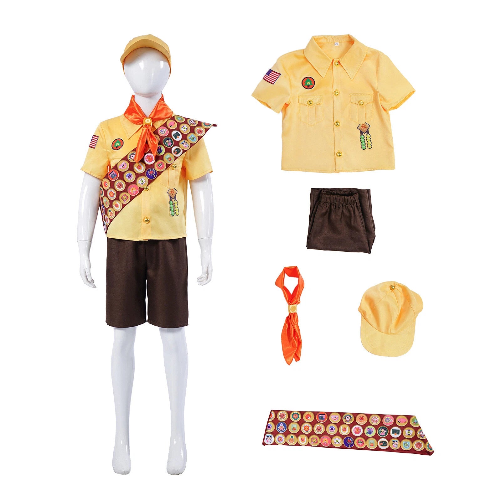 Cosplay Up Russell Shirts Shorts Hat Adult Kids Halloween Carnival Suits Costume