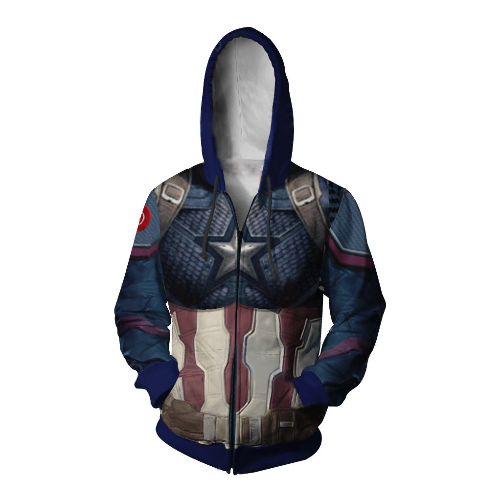 Avengers Endgame Captain America Cosplay Costume Movie Hoodie