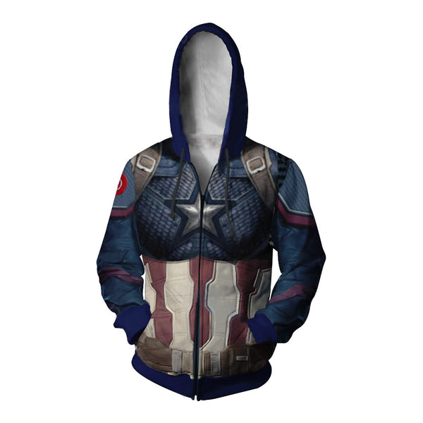 Avengers Endgame Captain America Cosplay Costume Movie Hoodie Sweatshirts