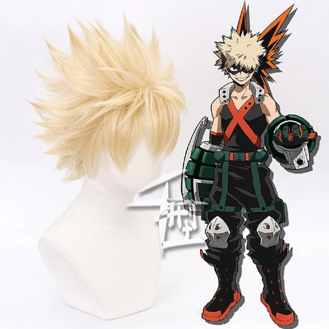 Cosplay Wig My Hero Academia Bakugou Katsuki Bakugo Short Linen Blonde Heat Resistant Baku no Hero Wig