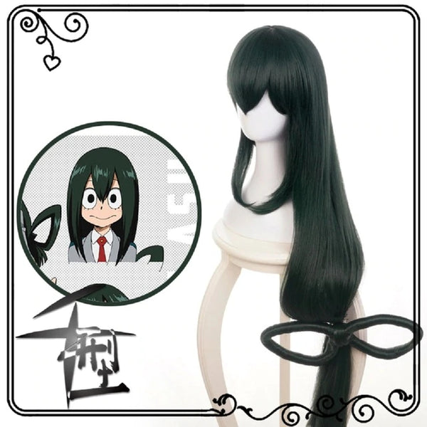 Boku no Hero Academia Tsuyu Asui Cosplay Wig My Hero Academia Women Long Green Synthetic Hair Halloween Party +Wig Cap
