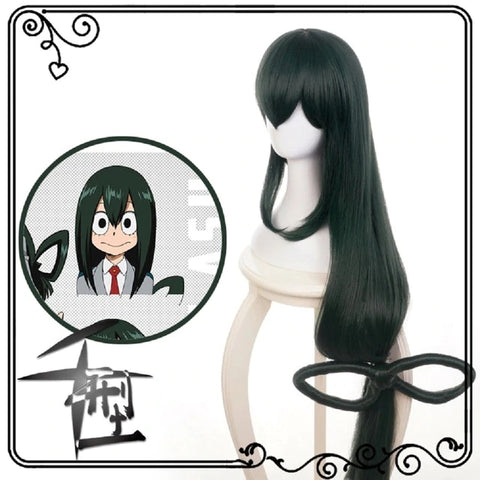 Boku no Hero Academia Tsuyu Asui Cosplay Wig My Hero Academia Women Long Green Synthetic Hair Halloween Party +Wig Cap