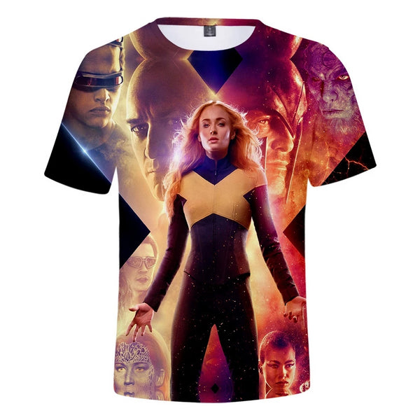 2019 Cosplay Costume X-Men: Dark Phoenix T-shirt Tops Men's Women's Jean Grey Shirts Tee for Adults Women Men Halloween Party