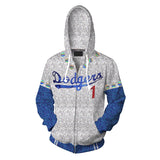 Elton John Dodgers Hoodie Zip Up Sweatshirt Jacket Cosplay Costume