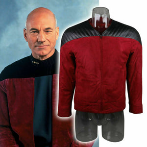 Cosermart Star Trek The Next Generation TNG Captain Picard Duty Uniform Jacket TNG Red Costume Halloween Cosplay Costume