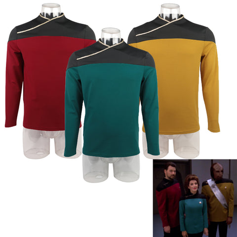 Star Trek TNG Captain Picard Red Uniform Top Jacket Voyager DS9 Yellow Cosplay Costumes Halloween Party Prop