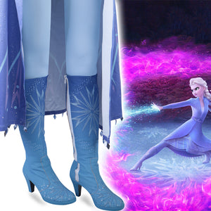 New Frozen 2 Cosplay Snow Adult Elsa Boots Costume Halloween Knee-high High Heel Elsa Shoes Costume Princess Ice Queen Elsa Prop