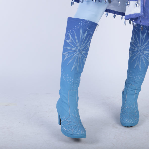 New Frozen 2 Cosplay Snow Adult Elsa Boots Costume Halloween Knee-high High Heel Elsa Shoes Costume Princess Ice Queen Elsa Prop