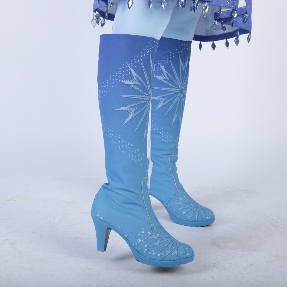 Elsa Boots Costume Halloween Knee-high High Heel Elsa Shoes Costume Princess Ice Queen Elsa Prop