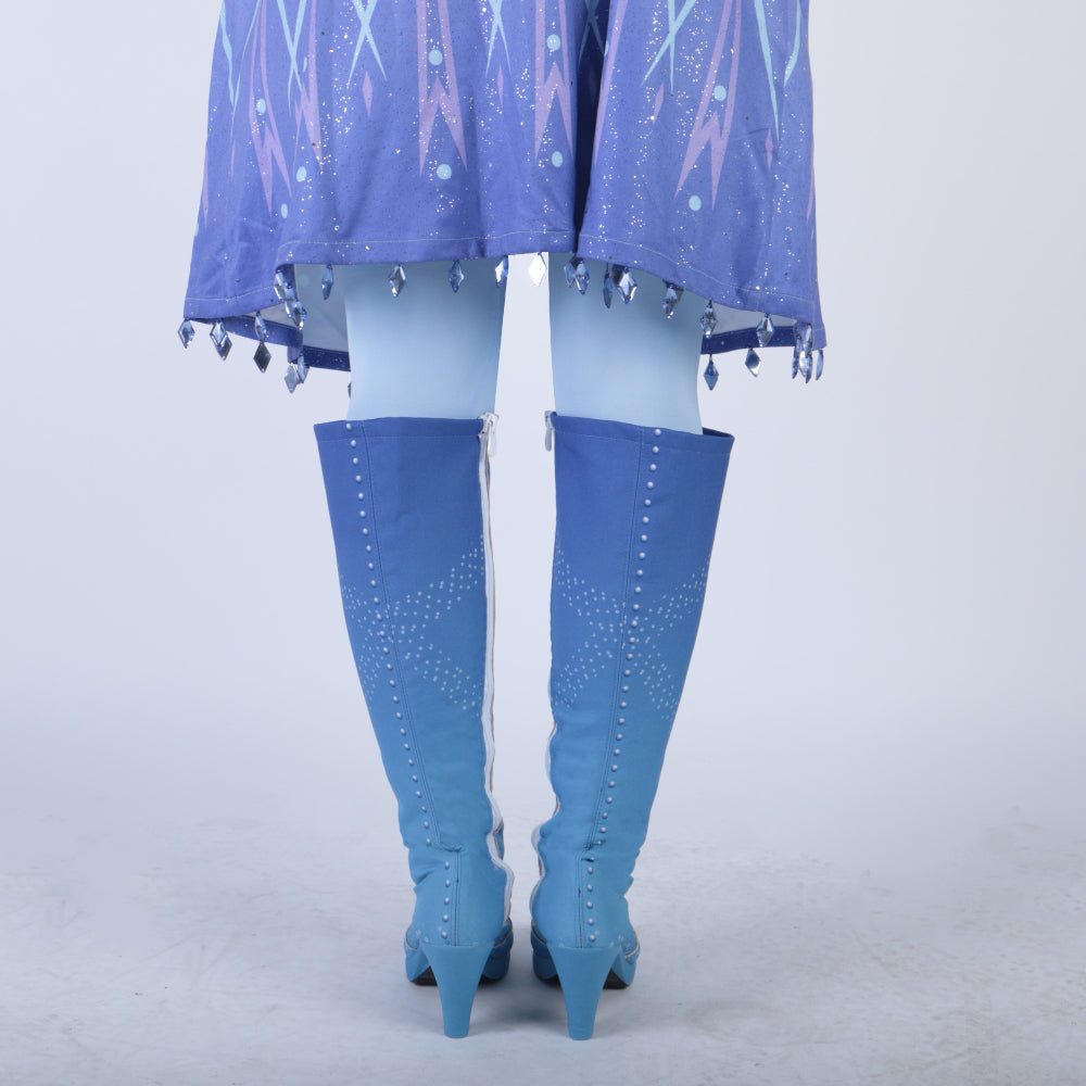 Elsa Boots Costume Halloween Knee-high High Heel Elsa Shoes Costume Princess Ice Queen Elsa Prop