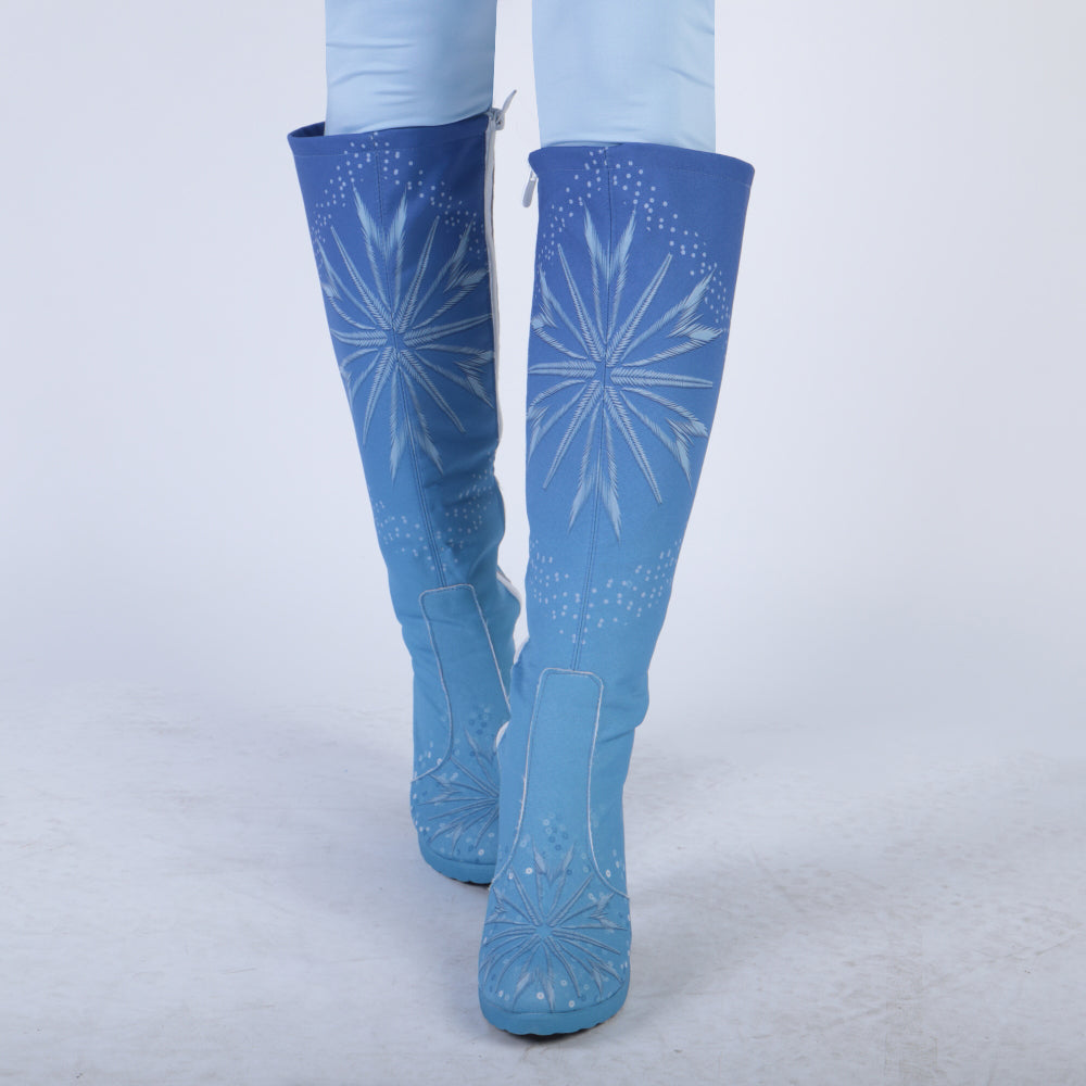 Elsa Boots Costume Halloween Knee-high High Heel Elsa Shoes Costume Princess Ice Queen Elsa Prop