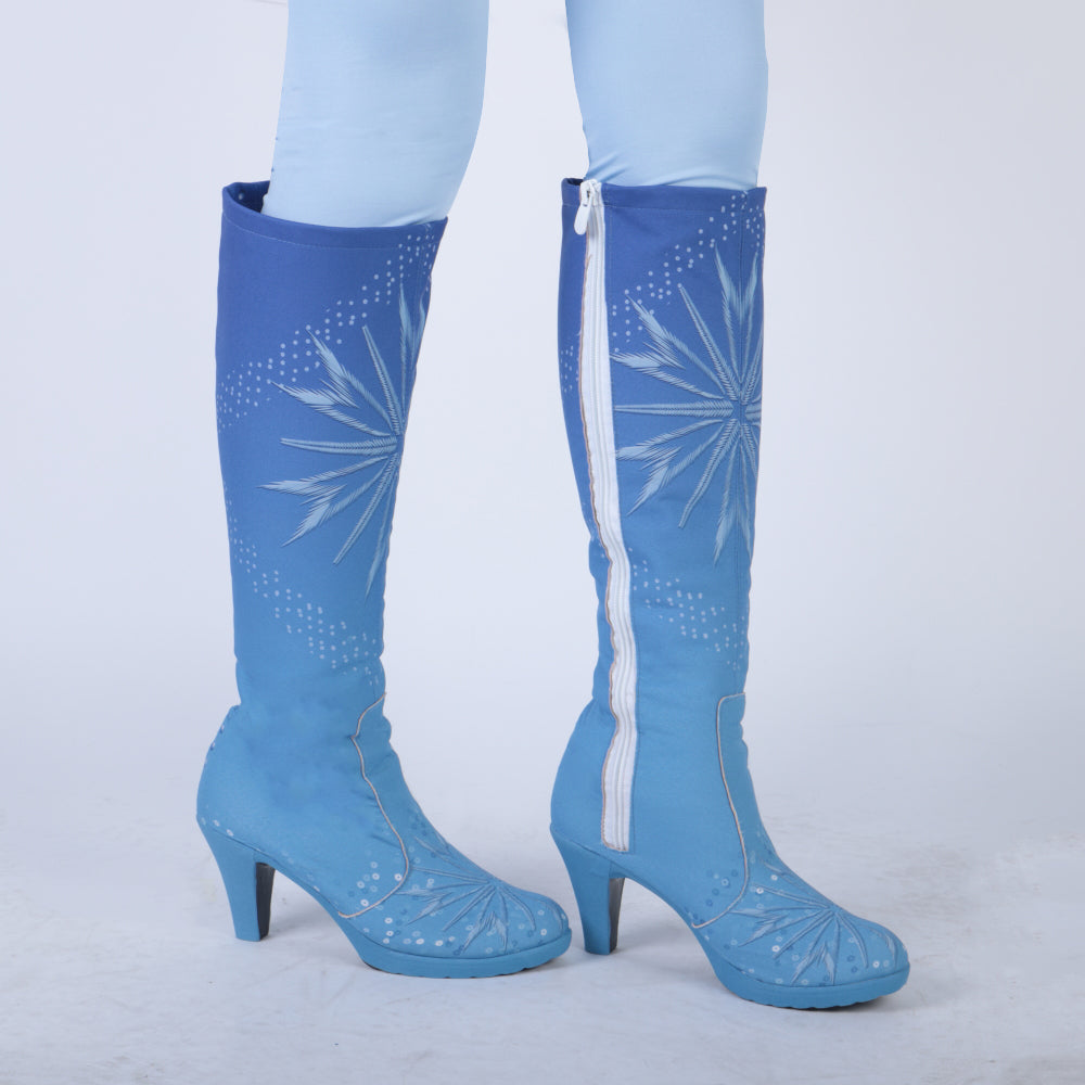 Elsa Boots Costume Halloween Knee-high High Heel Elsa Shoes Costume Princess Ice Queen Elsa Prop